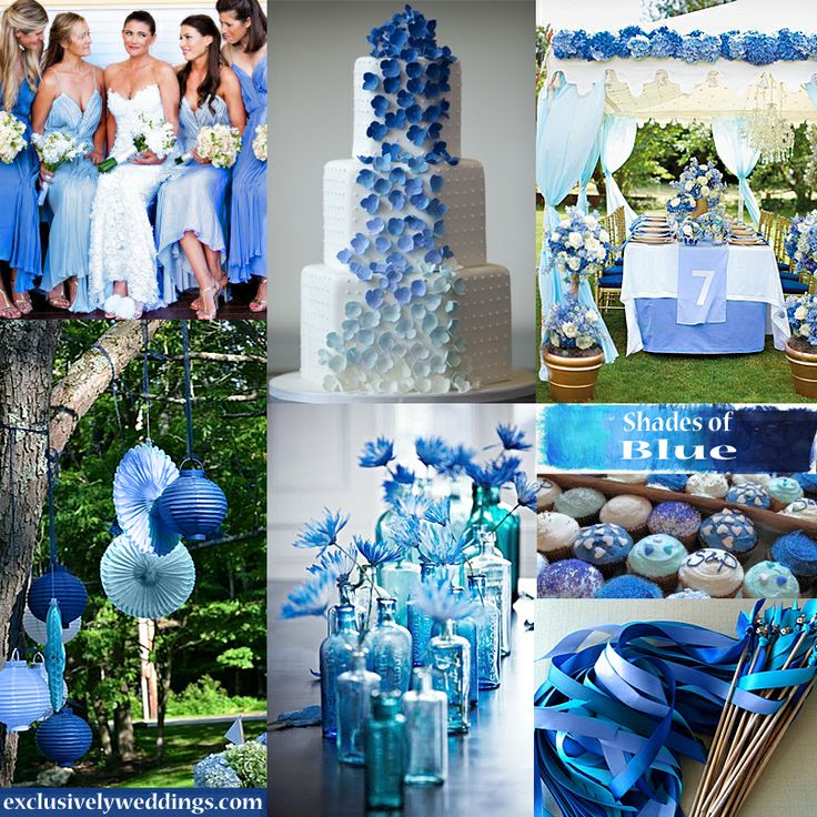 Аксессуары для свадьбы в синем цвете