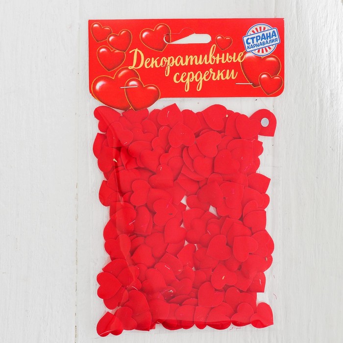 Свадебные конфетти в форме сердечек (200 шт; красные; 1х1 см)