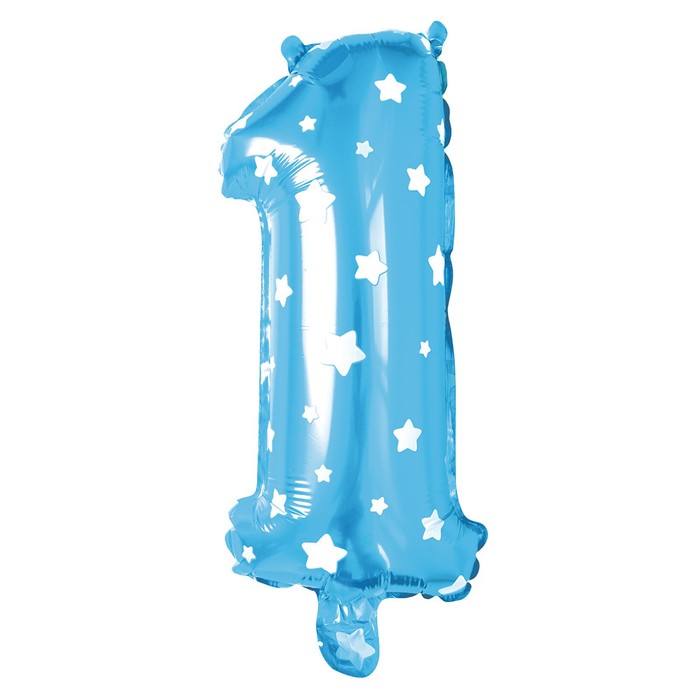 Фольгированный шар "Цифра 1", звездочки (80 см) (голубой)