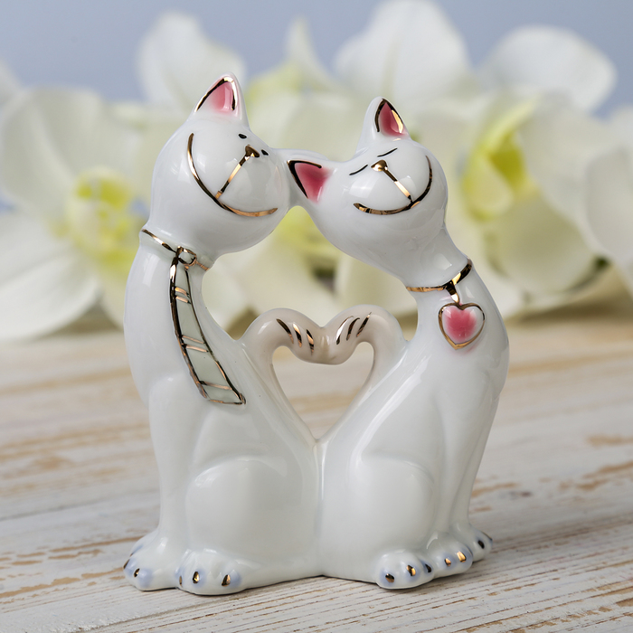 Сувенир "Сердечные котики", керамика