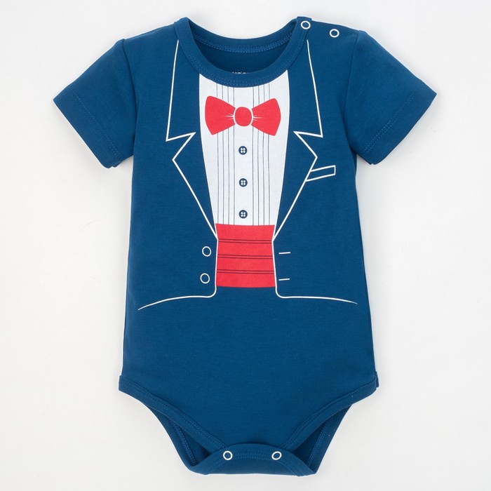 Боди для малыша на первый годик "Джентльмен", рост 86-92 см, (р-р 28), синий