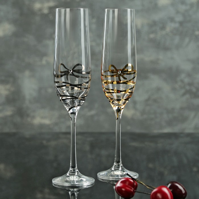 Набор бокалов для шампанского «Виола» (2 шт; золотистый и серебристый)