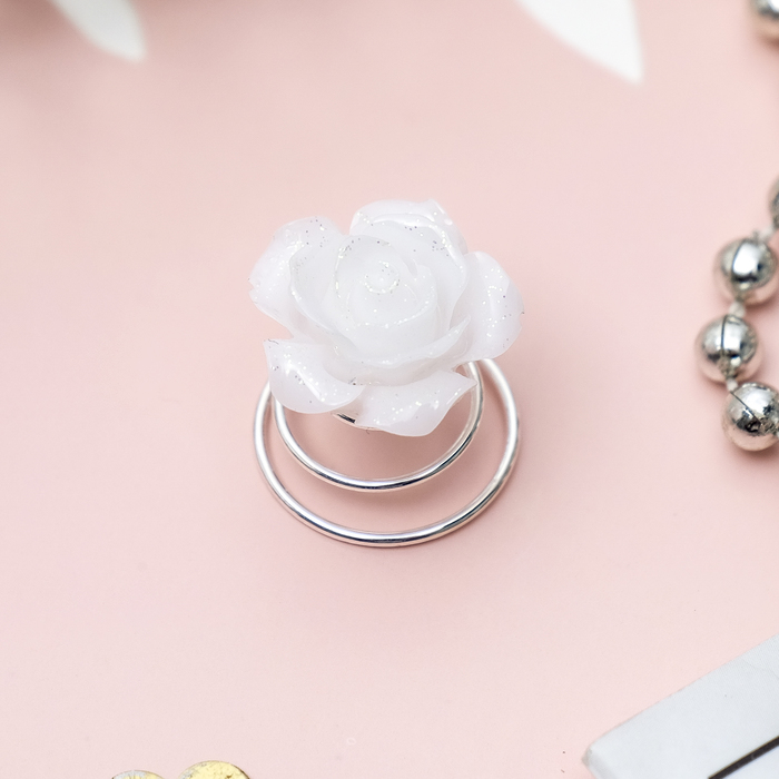Пружинка для свадебной прически "Белый цветок", 1,5 см