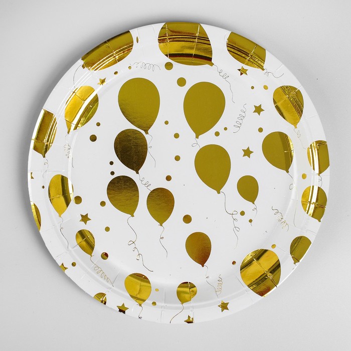 Набор бумажных тарелок "Золотые шарики", 6 шт.