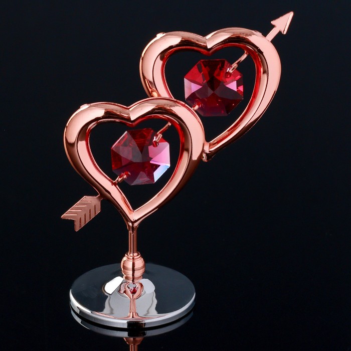 Фигурка с кристаллами Swarovski "Двойное сердце со стрелой"  (высота - 6,6 см)