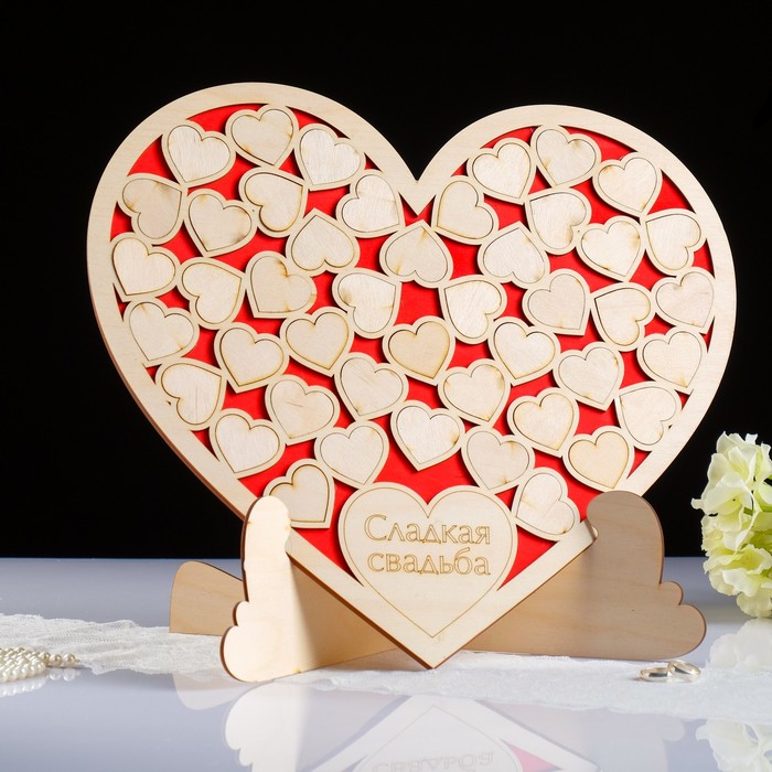 Сердце для пожеланий "Сладкая свадьба", 42х37 см, красная