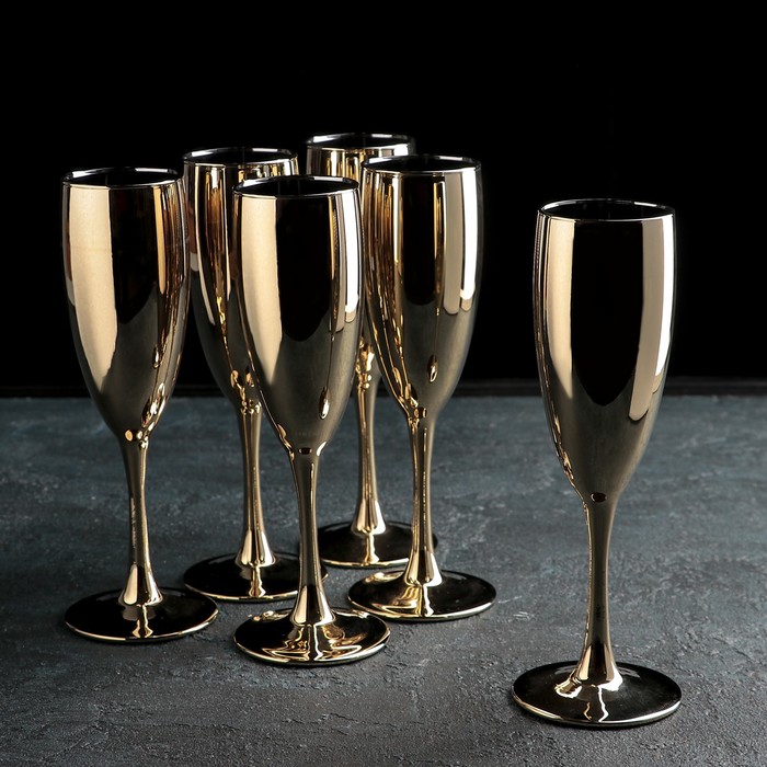 Золотые бокалы для шампанского "Блеск" (2 шт)