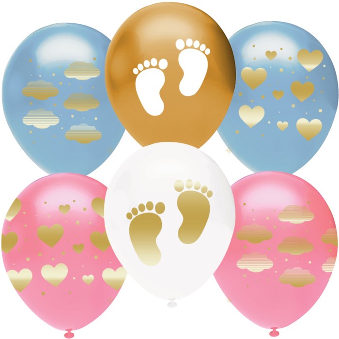 Воздушные шары "Сладкие ножки малыша", 10 шт (30 см), цвет МИКС
