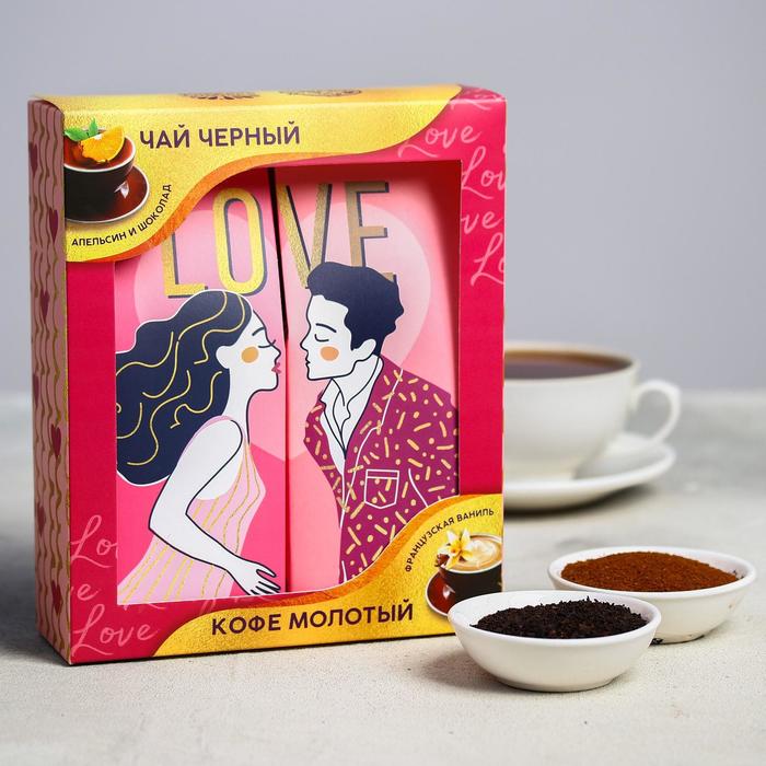 Подарочный набор "Love" (кофе молотый 100 г + чай 100 г)