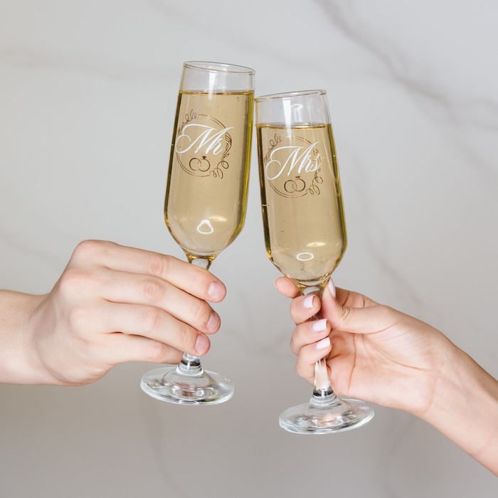 Набор бокалов для шампанского на свадьбу "Mr & Mrs" (2 шт)