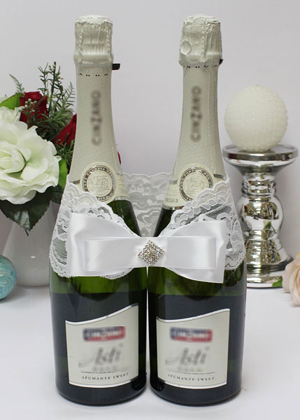 Свадебное украшение на шампанское Богема (белый)