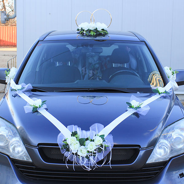 Набор свадебных украшений на машину Свадебная мечта (белый)