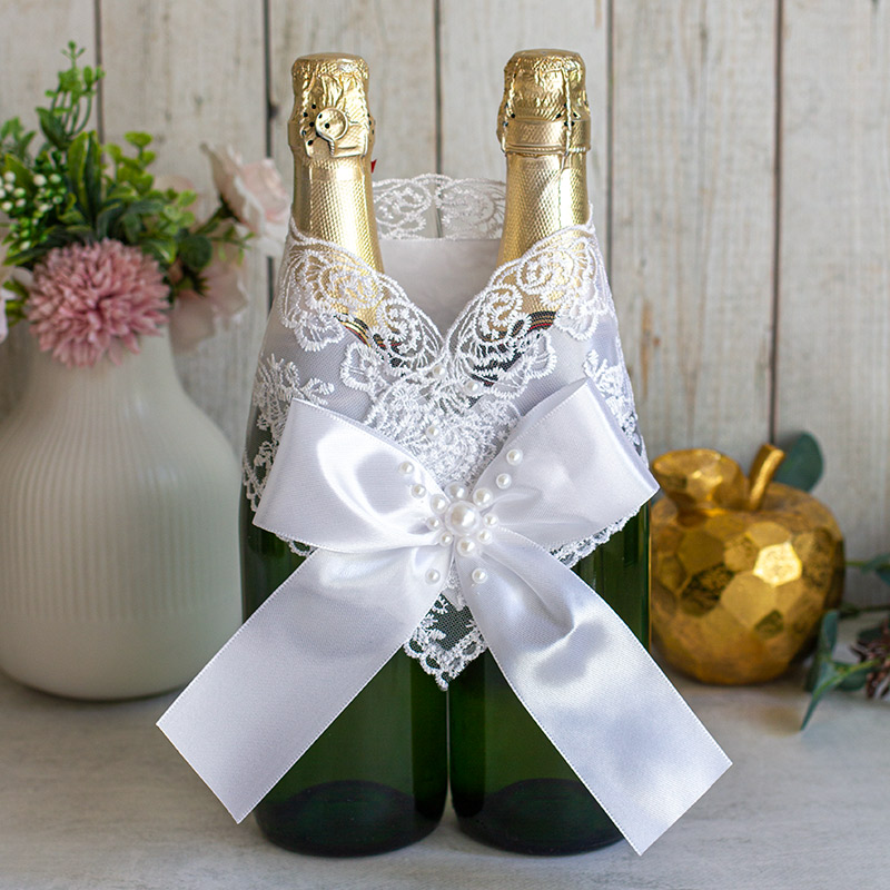 Украшение для свадебного шампанского Жемчужина NEW (белый)