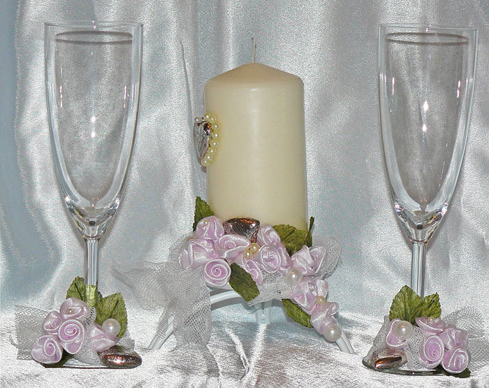 Набор (3) "Свадебный" (бокалы + свеча)