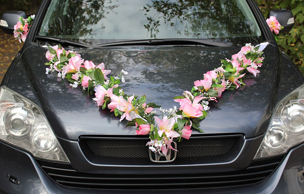 Лента на свадебный автомобиль Цветочная фантазия (розовый)