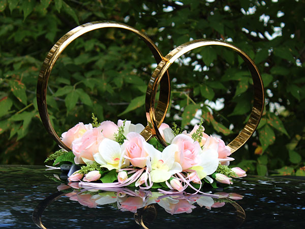Кольца на свадебную машину Амели (розовый)