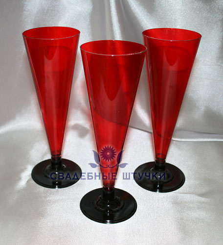 Фужеры пластиковые для шампанского (6 шт) (красный)