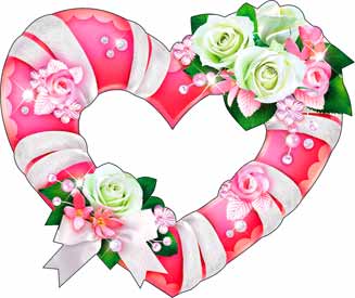 Свадебное украшение Сердце и розы (10 шт, 12х12 см) (розовый)
