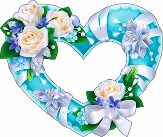 Свадебное украшение Сердце и розы (10 шт, 12х12 см) (голубой)