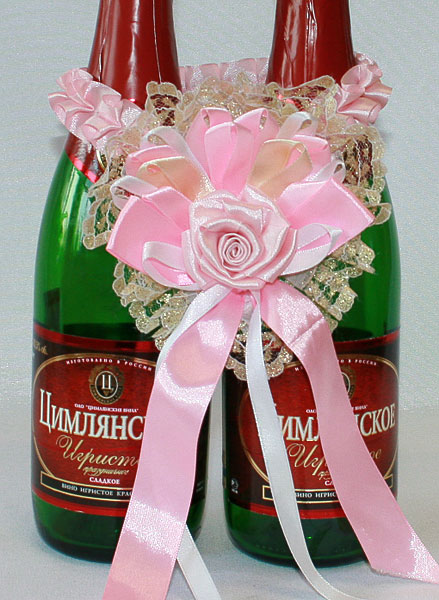 Украшение для шампанского "Карамельная роза"