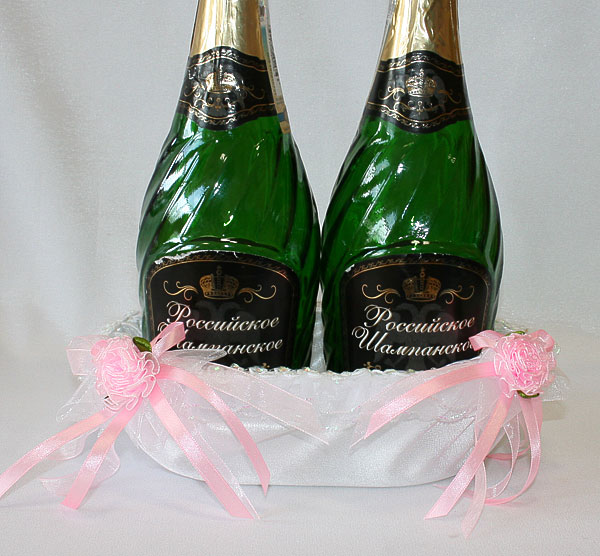 Декоративная подставка для шампанского (бело-розовая)