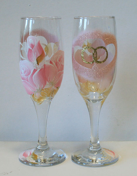 Свадебные бокалы "Нежные цветы" ( 2 шт, розовый)