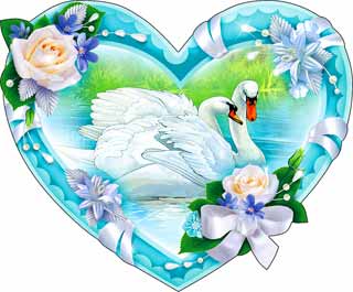 Свадебное украшение "Сердце и лебеди" (10 шт)