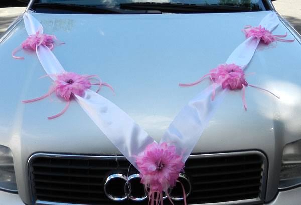 Свадебная лента на машину "Мулен Руж" (розовый)