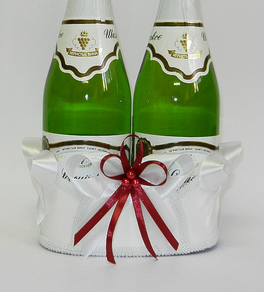 Подставка для шампанского "Банты" № 2 (белый+бордо)