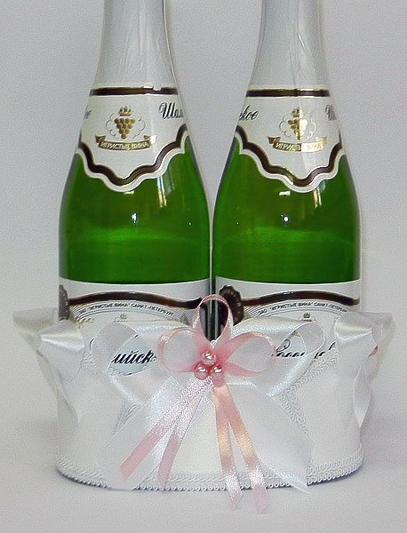 Подставка для шампанского "Банты" № 2 (белый+розовый)
