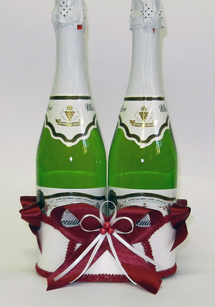 Подставка для шампанского "Банты" № 2 (бордо+белый)