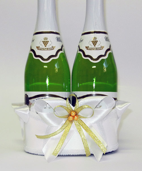 Подставка для шампанского "Банты" № 2 (белый+золотой)