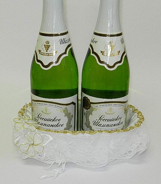 Декоративная подставка для шампанского (белый+золотой)