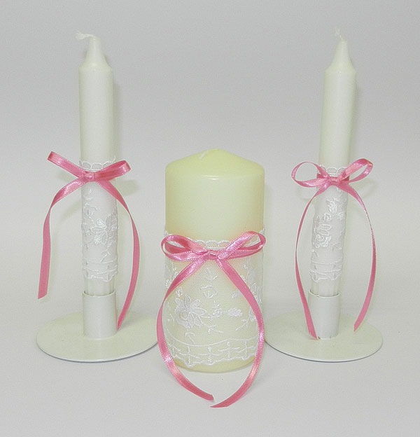 Набор свечей Джульетта (3 свечи) (розовый)