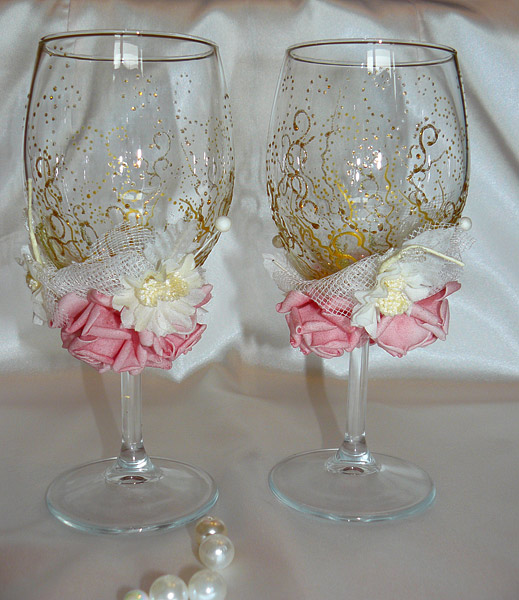Свадебные бокалы "Розовые розы"