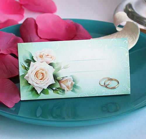 Рассадочная карточка "Розы и кольца"