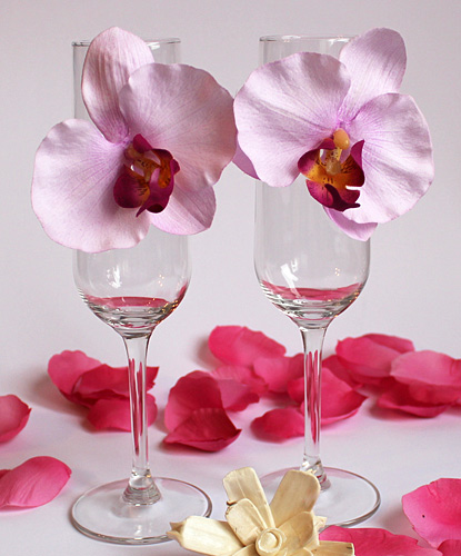Свадебное украшение для бокалов "Орхидея"