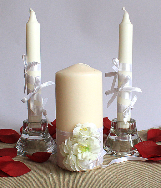 Набор свечей "Цветы" (3 свечи, белый)