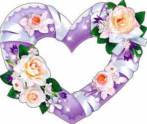 Свадебное украшение Сердце и розы (10 шт, 12х12 см) (сиреневый)