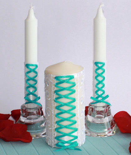 Набор свечей "Ренессанс" (3 свечи, бирюза)