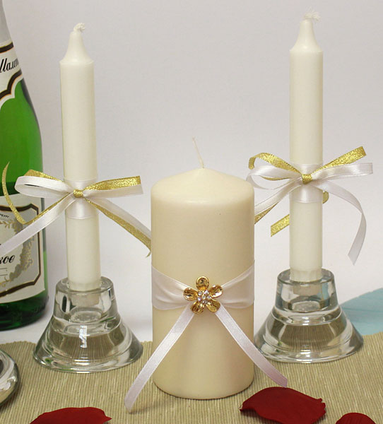 Набор свечей "Фрезия" (3 свечи, золото)