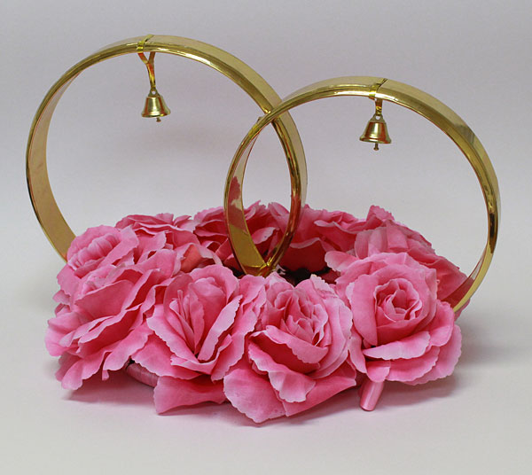 Кольца на свадебную машину Пышные розочки (розовый)
