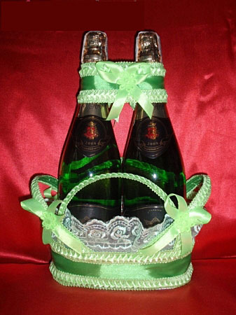 Корзиночка для свадебных бутылок (зеленый)