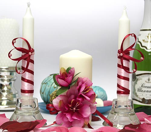 Набор свечей "Тропический цветок" (3 свечи, красный)