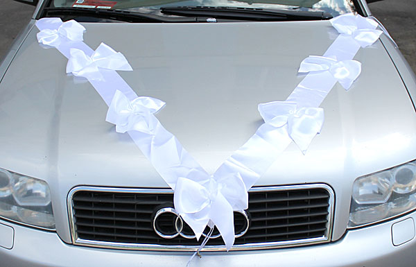 Автомобильные ленты на свадьбу Миледи (2 луча) (белый)