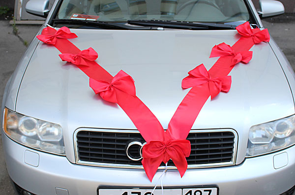 Автомобильные ленты на свадьбу Миледи (2 луча) (красный)