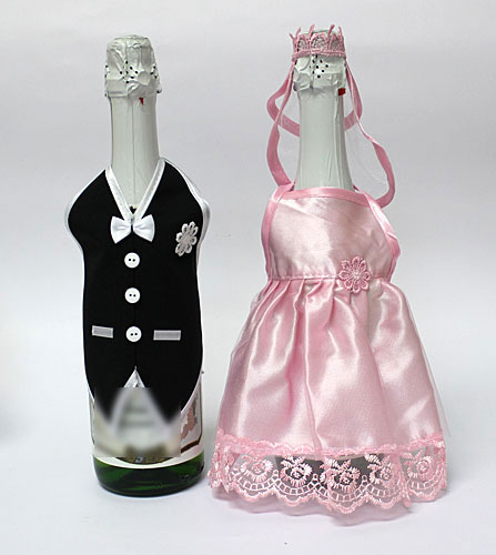 Украшение на шампанское "Пара классика" (розовый)