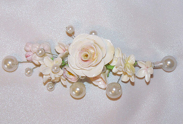 Свадебное украшение в прическу "Розовая фантазия"