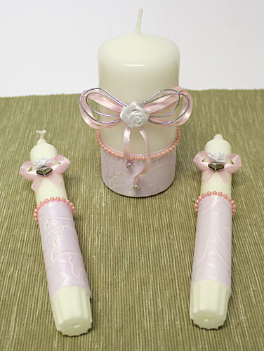 Свадебные свечи Фурор (3 свечи) (розовый)