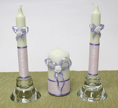 Свадебные свечи Фурор (3 свечи) (сиреневый)
